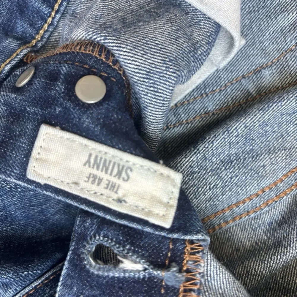 Abercrombie & Fitch Skinny Jeans Mens 32x32 Med. Wash Button Fly Distress